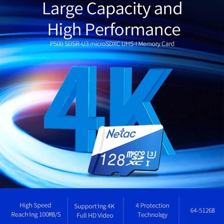 Netac P500 128GB U3 High Speed Ultra HD Video Memory Card TF Card
