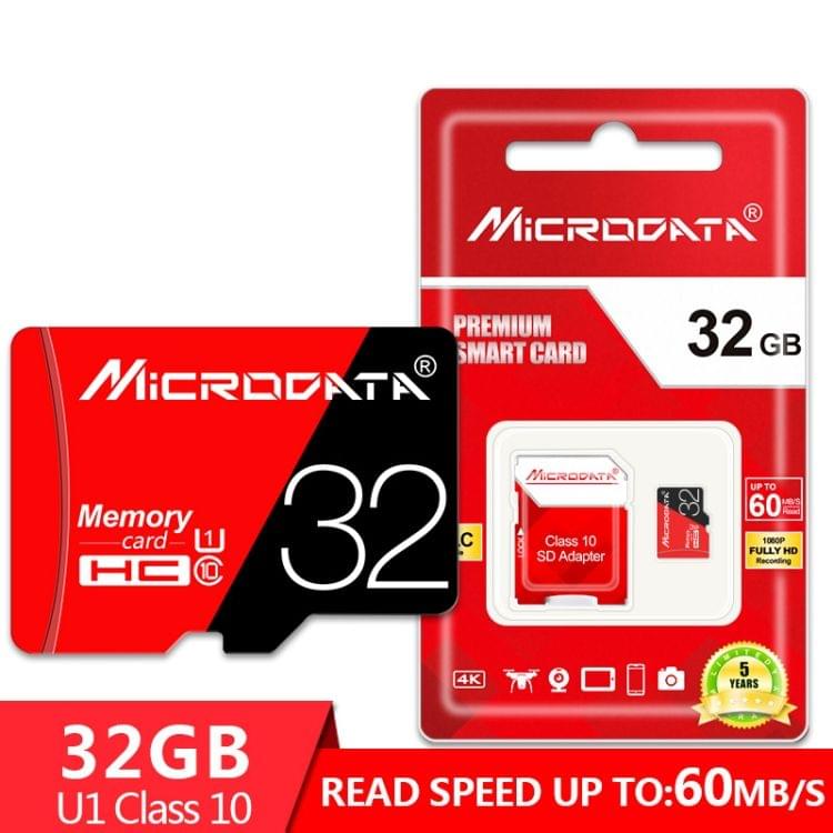 MICRODATA 32GB High Speed U1 Red and Black TF(Micro SD) Memory Card