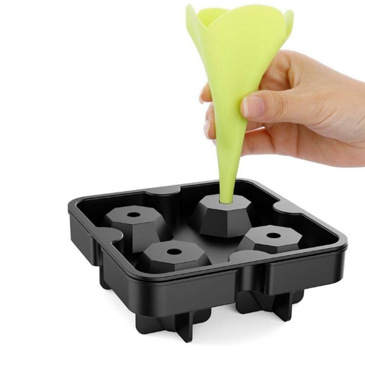 New 4 Cavity Diamond Shape 3D Ice Cube Mold Maker Bar Party Silicone Trays Chocolate Mold Kitchen Tool