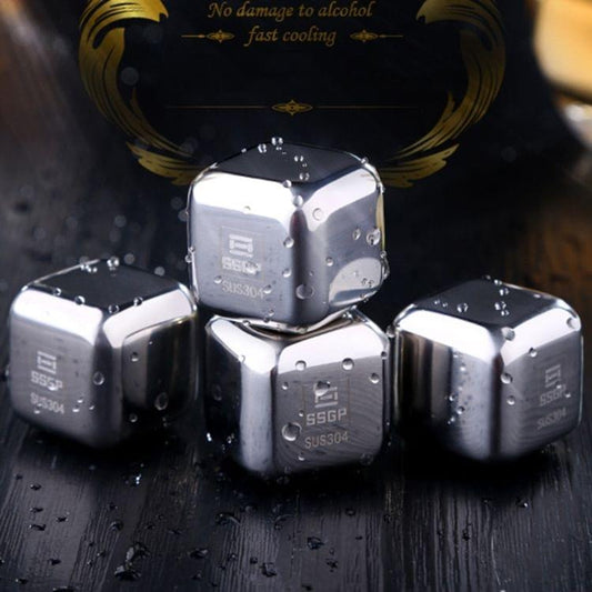 8 PCS Stainless Steel Chilling Reusable Ice Cubes for Whiskey, Vodka, Liqueurs