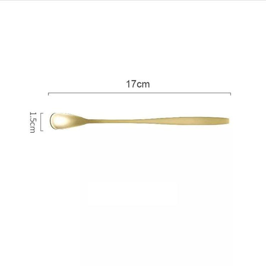 2 PCS Stainless Steel Coffee Spoon With Long Handle Kitchen Colorful Scoops Dessert Tea Spoon(Gold)
