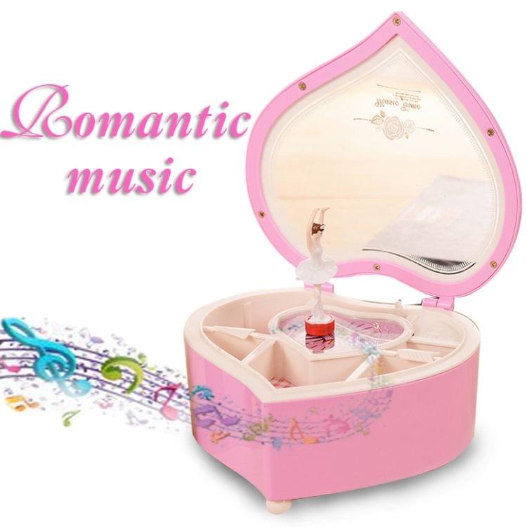 Heart Shape Dancing Ballerina Music Box Plastic Jewellery Box