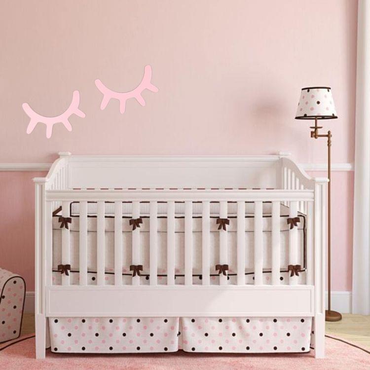 1 Pair Cute Wooden 3D Eyelash Wall Sticker Decor Bedroom Background Wall Sticker(Gold)