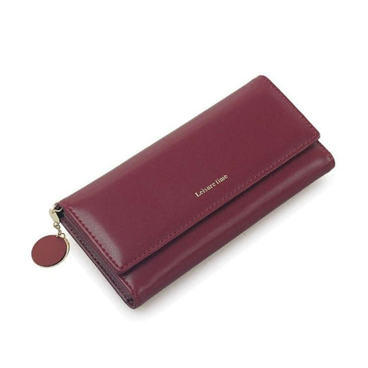 Women Wallets Long Style Multi-functional wallet Purse Fresh PU leather Female  Card Holder(Pink)