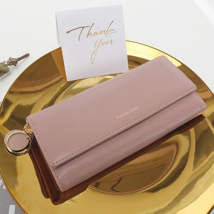 Women Wallets Long Style Multi-functional wallet Purse Fresh PU leather Female  Card Holder(Pink)