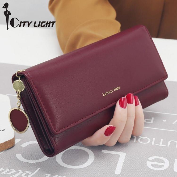 Women Wallets Long Style Multi-functional wallet Purse Fresh PU leather Female  Card Holder(Pink)