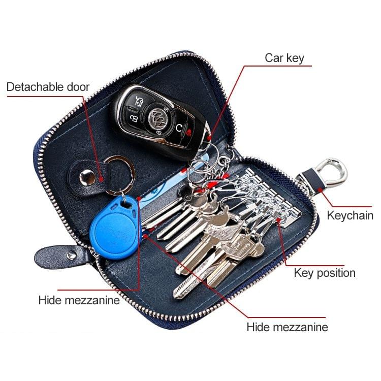 9102 Multi-function Waist Hanging Leather Zipper Wallet Keys Holder Bag (Coffee)
