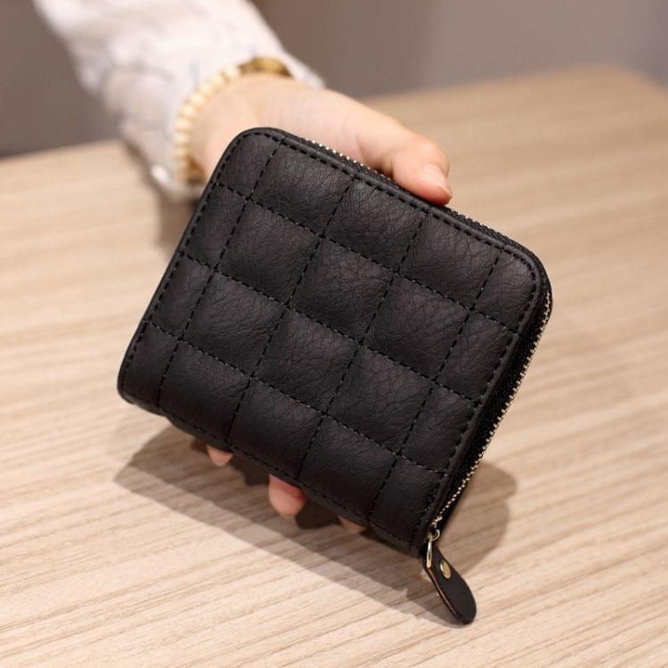 Women  Short Zipper Cute Coin Purse Mini Wallet(Black)
