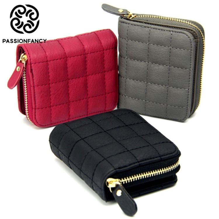 Women  Short Zipper Cute Coin Purse Mini Wallet(Black)