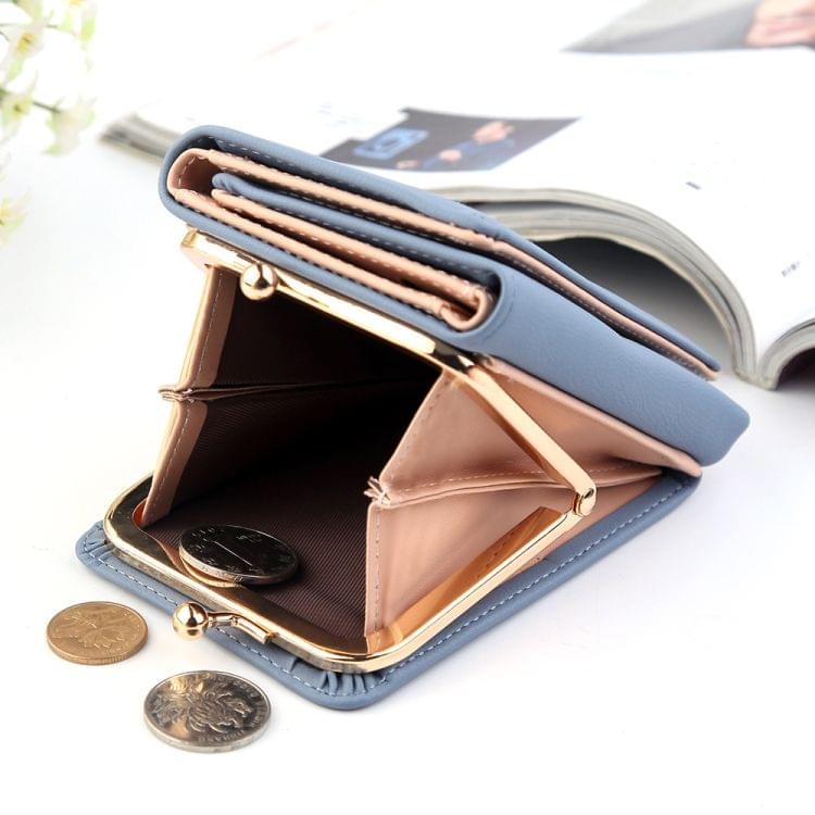 Short Wllet Lady Small Wallet Multi-Card Three Fold(Blue)