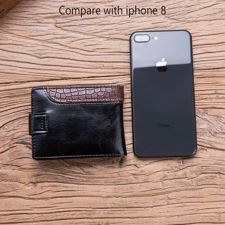 Men Vintage Leather Hasp Short Coin Pocket Purse Card Holder Wallets(Black)