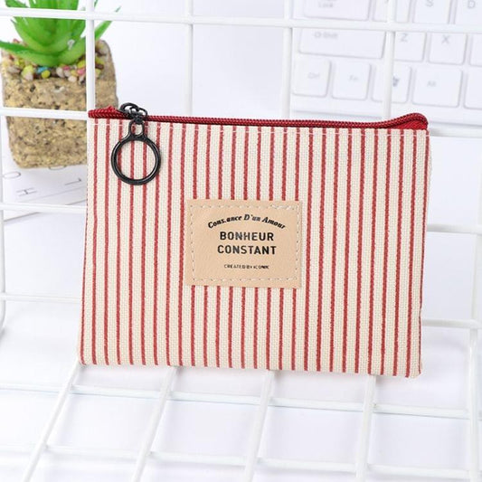 3 PCS Canvas Purse Card Key Coin Mini Zipper  Purse(Red)