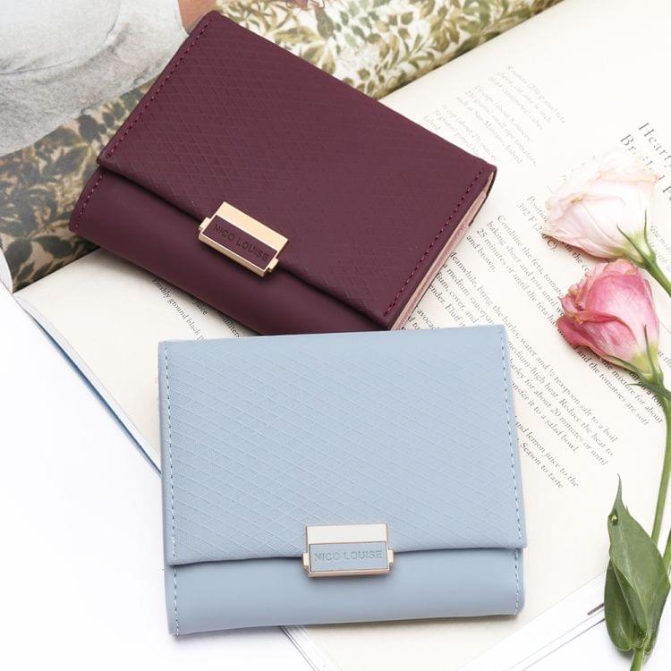Luxury Wallet Female Leather Women Leather Purse Plaid Wallet Ladies Hot Change Card Holder Coin Small Purses for Girls(Wine red)