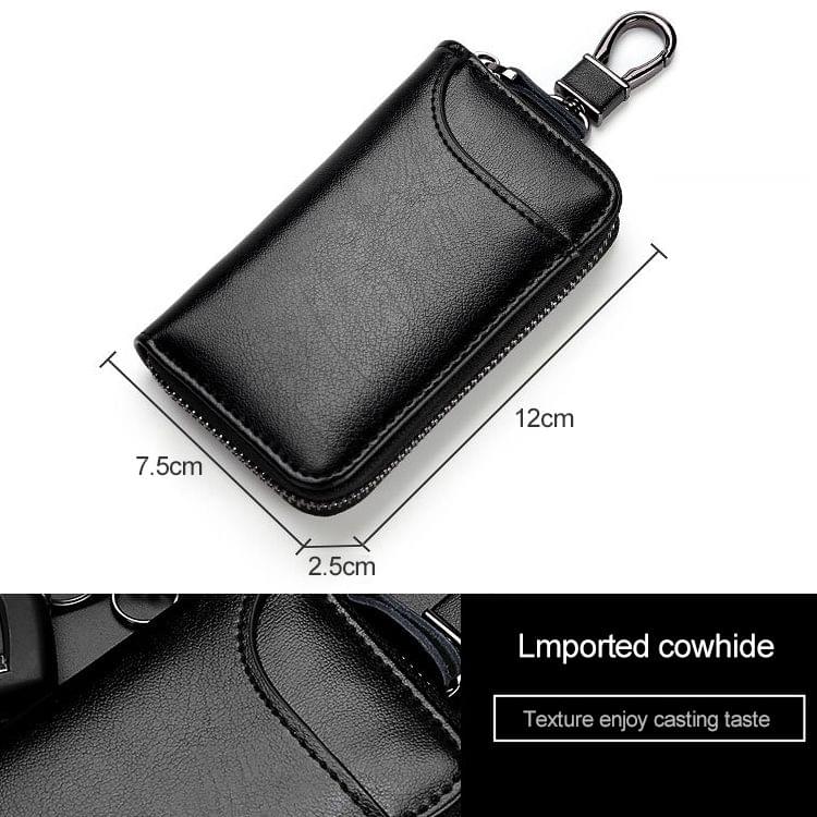 9105 Waist Hanging Large-capacity Zipper Leather Keys Holder Bag Multi-function Wallet (Brown)