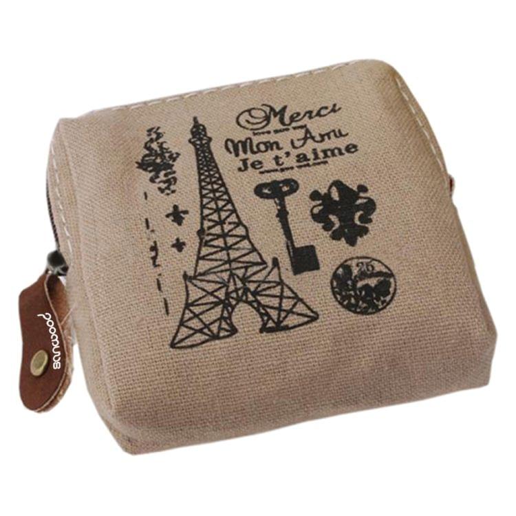 3 PCS Retro Classic Canvas Tower  Wallet Card Key Coin Purse Bag Pouch Case(White)
