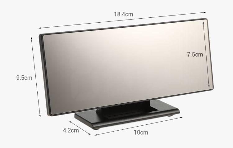 Multi-function Large Screen Electronic Clock Mute LED Mirror Alarm Clock(Green Light with Black Frame)