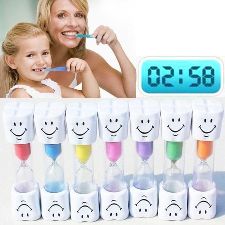 2 PCS Sand Clock 3 Minutes Smiling Face Decorative Hourglass Household Kids Toothbrush Timer Gifts(Blue)