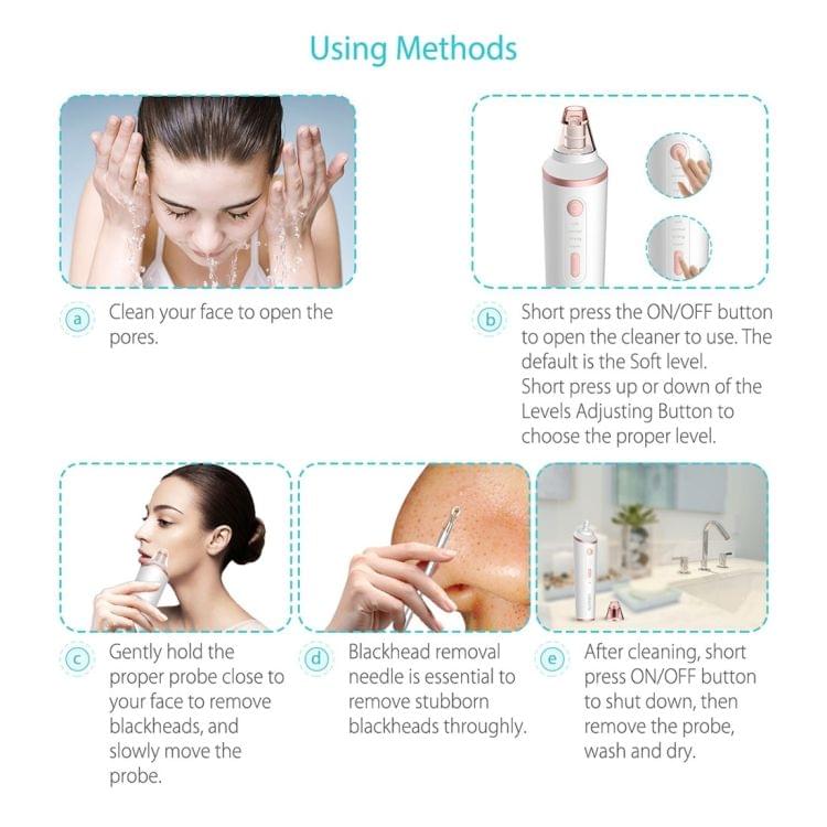 XPREEN XPRE037 Wireless Charging  Multi-function Blackhead Extractor Pore Cleanser with Four Probes & LED Lighting Function(White)