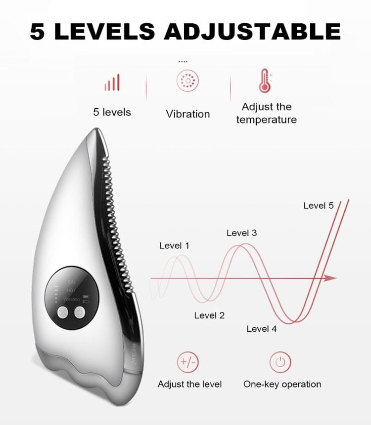 K-SKIN KD817 Facial Scratch Pad Dredge Meridian Soothing Fatigue Scraping Plate Electric Massager Soothing Stress USB Charging(Red)