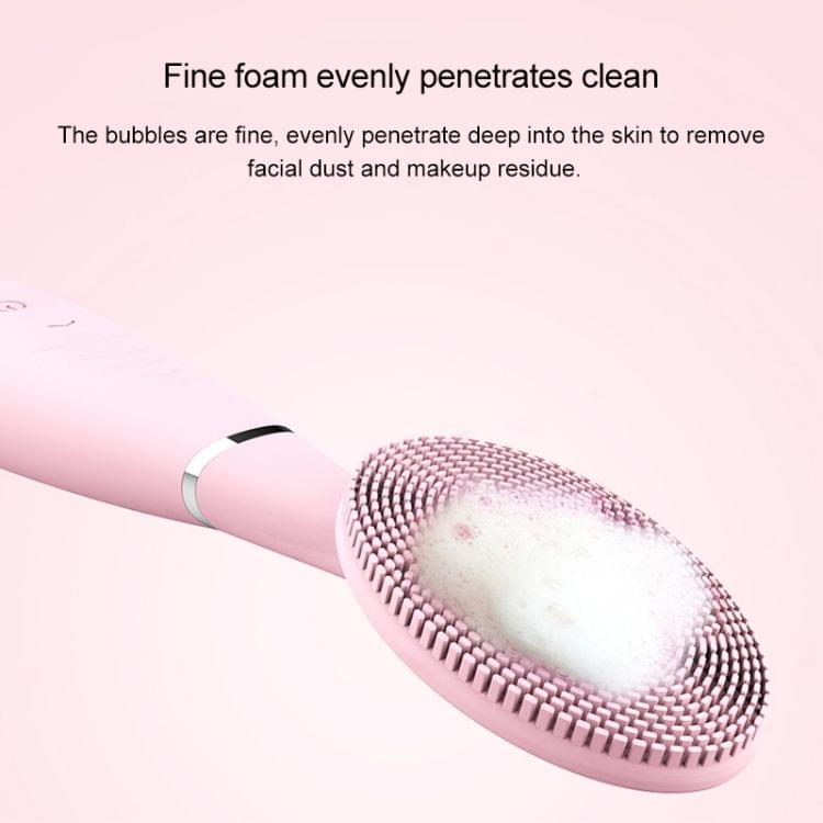 LSHOW YJK038 IPX6 Waterproof Hand-held Intelligent High Frequency Vibration Silicone Facial Cleaning Instrument (Pink)