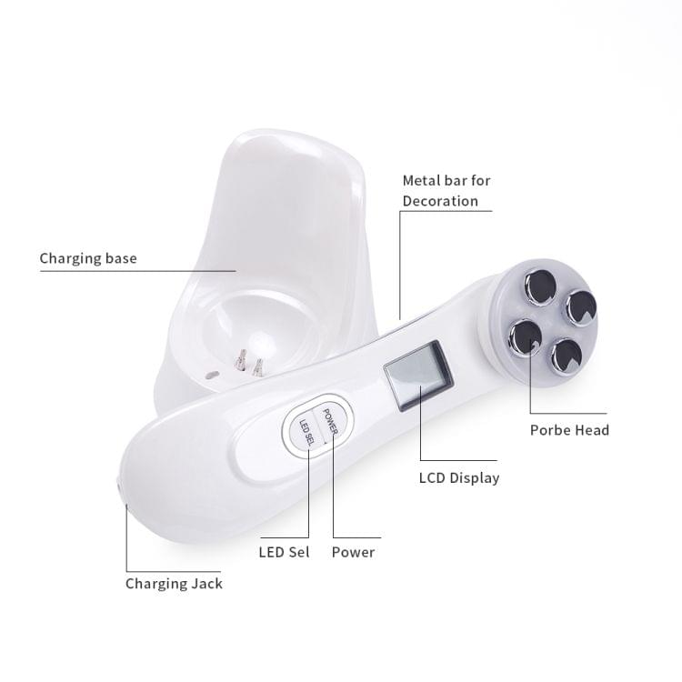 Radio Mesotherapy Electroporation Face Beauty Pen Radio Frequency LED Photon Face Skin Rejuvenation Remover Wrinkle(Pearl White)
