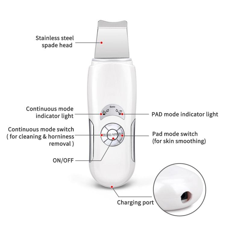 Beauty Star Ultrasonic Face Skin Scrubber Facial Massage Machine Anion Skin Deep Cleansing Peeling Face Lift Scrubber, US Plug