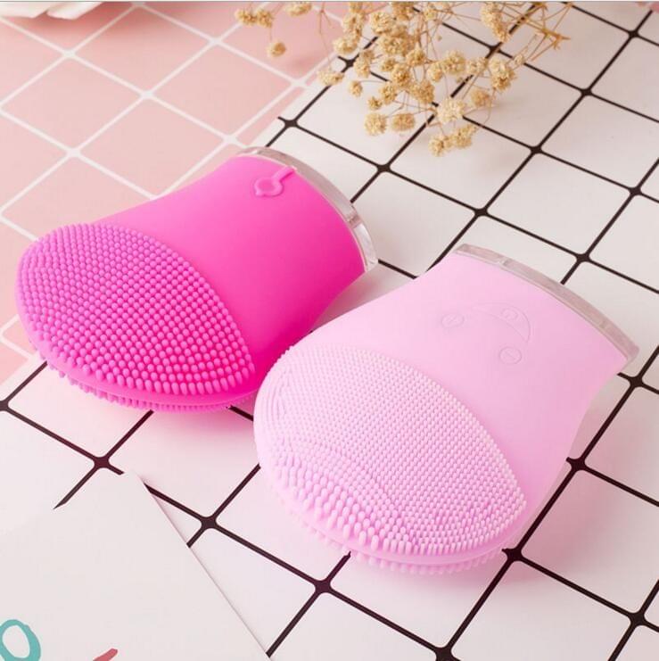Electric Silicone Facial Cleansing Brush Sonic Vibration Massage USB Rechargeable Smart Ultrasonic Face Cleaner Beauty Tool(Blue)
