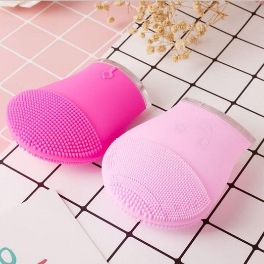 Electric Silicone Facial Cleansing Brush Sonic Vibration Massage USB Rechargeable Smart Ultrasonic Face Cleaner Beauty Tool(Blue)