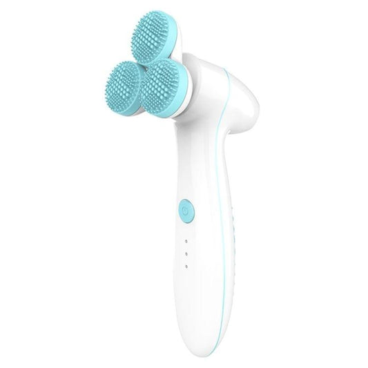 LSHOW YJK036 IPX6 Waterproof Three-wheel Electric Massage Detachable Silicone Cleansing Instrument with Vertical Storage Base(Blue)