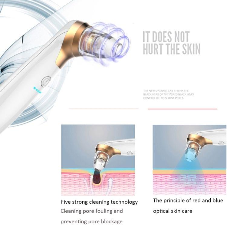 Portable USB Charging 5 Settings Electric Facial Cleaner Acne Remover Beauty Massager(White)