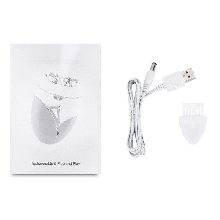 Kemei Rechargable USB Electric Epilator Woman Cordless Hair Removal Body Leg Shaving Apparatus Depilation Machine(Rose Red)