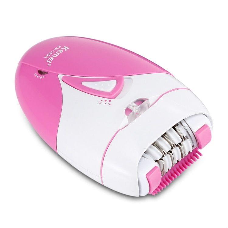 Kemei Rechargable USB Electric Epilator Woman Cordless Hair Removal Body Leg Shaving Apparatus Depilation Machine(Rose Red)