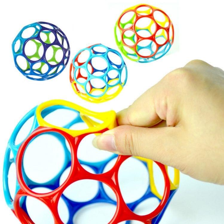 Large Rattles Develop Baby Intelligence Grasping Gums Wave Ball Hand Bell Fun Bite Catch Hole Kids Toys, Random Color(Opo Ball 50g)