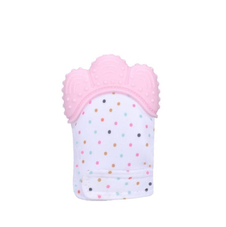 Baby Silicone Mitts Teething Mitten Glove Candy Wrapper Sound Teethers Toy Gifts Newborn Nursing Mittens Teether(Orange)