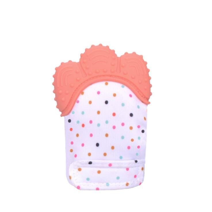 Baby Silicone Mitts Teething Mitten Glove Candy Wrapper Sound Teethers Toy Gifts Newborn Nursing Mittens Teether(Orange)