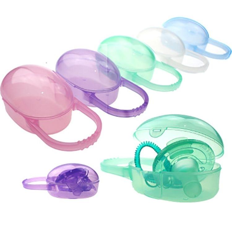 Baby Pacifier Storage Box Portable Infants Soother Pacifier Travel Dust Box(Pink)