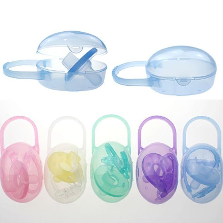 Baby Pacifier Storage Box Portable Infants Soother Pacifier Travel Dust Box(Pink)