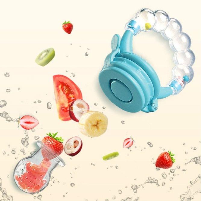 3 PCS Baby Nipple Fresh Food Fruit Milk Feeding Bottles Learn Feeding Drinking Handle Teething Pacifier with Bell, Size:L(Purple)