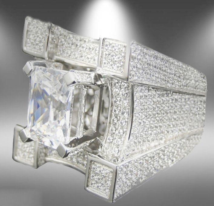 Men Luxurious Microencrusted Zircon Ring, Ring Size:6(Gold)
