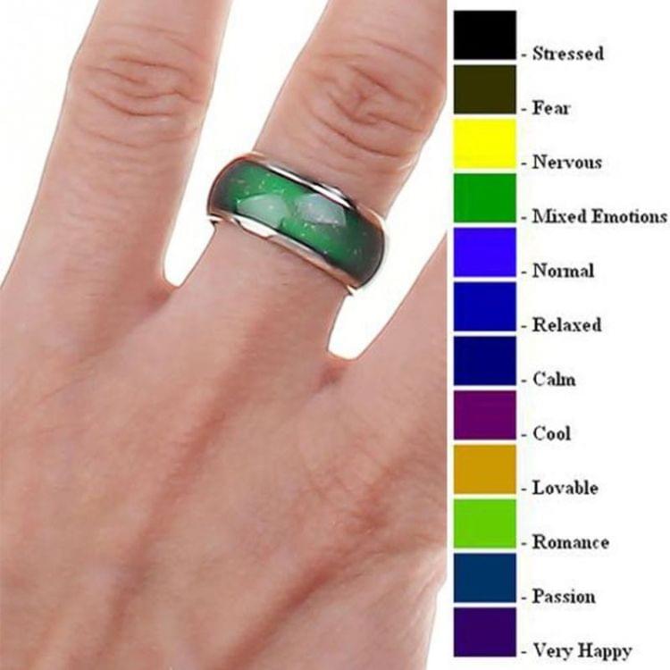 Fine Jewelry Mood Ring Color Change Emotion Feeling Mood Ring Changeable Band Temperature Ring, Ring Size:18mm