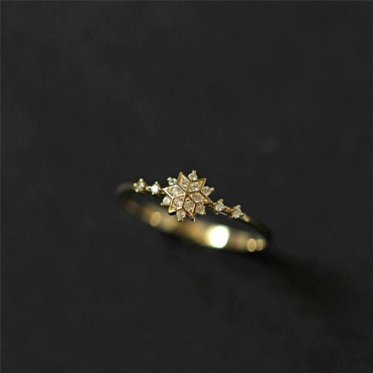 Women Sample Style Cute Snowflake Rings, Ring Size:6(gold)