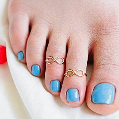 Eight Design Simple Lucky Metal Toe Ring Beach Jewelry For Women(Gold)