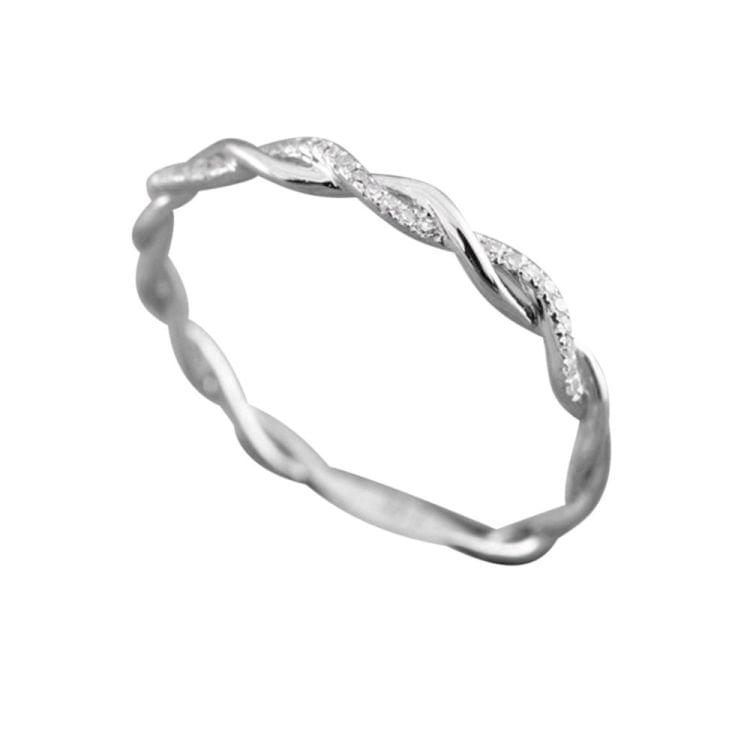 Woman Classical Cubic Zirconia Twist Shape Ring, color:rose gold(6)