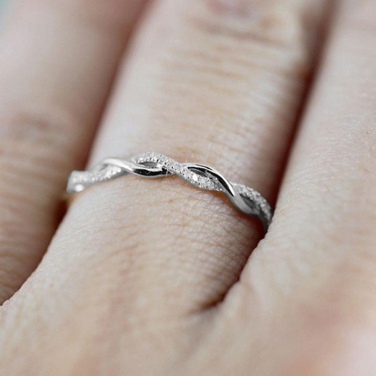 Woman Classical Cubic Zirconia Twist Shape Ring, color:rose gold(6)