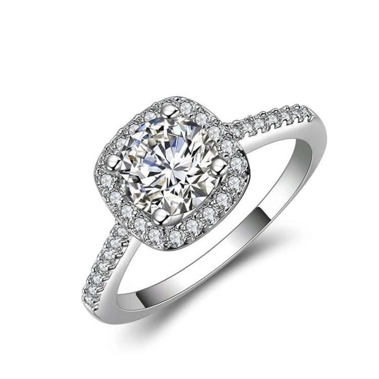 Rings Temperament Jewelry Womens Girls White Silver Filled Wedding Ring, Main Stone Color:silver(6)
