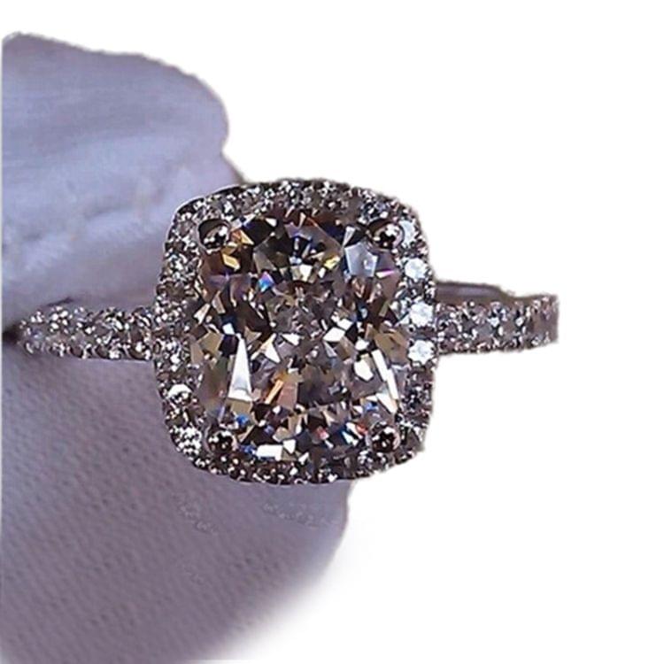 Rings Temperament Jewelry Womens Girls White Silver Filled Wedding Ring, Main Stone Color:silver(6)