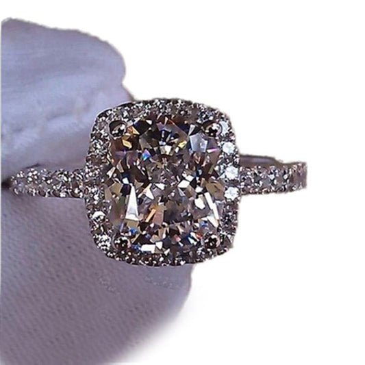 Rings Temperament Jewelry Womens Girls White Silver Filled Wedding Ring, Main Stone Color:silver(6)