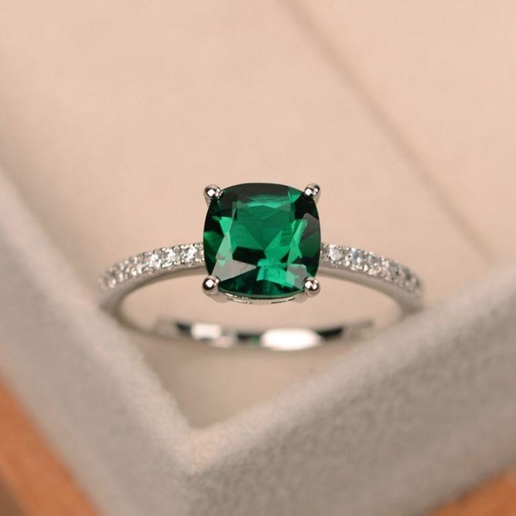 Women Fashion Desgin Luxury Inlaid Stone Square Rings, Ring Size:6(Blue)