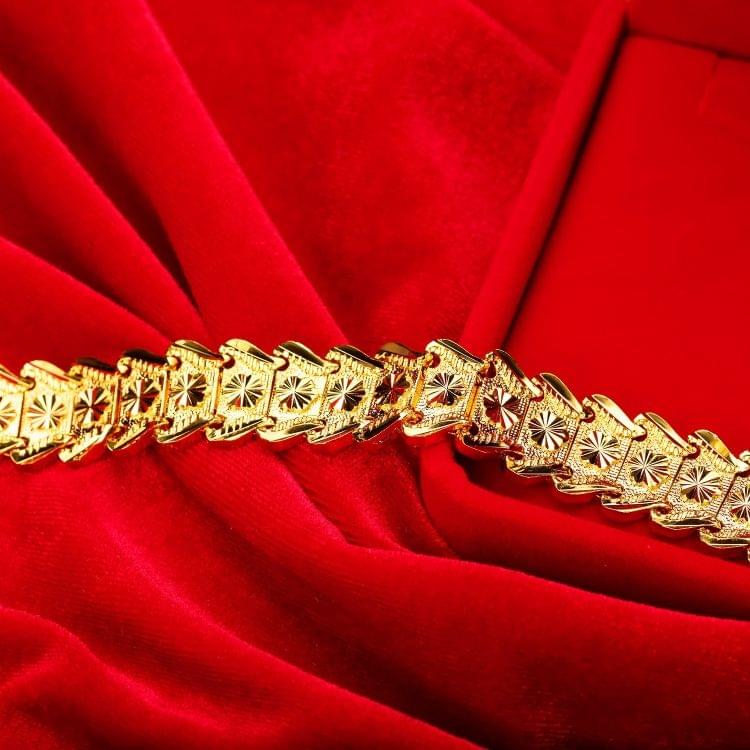 OPK Copper Plated Thick Gold Flower Shape Bracelet for Men