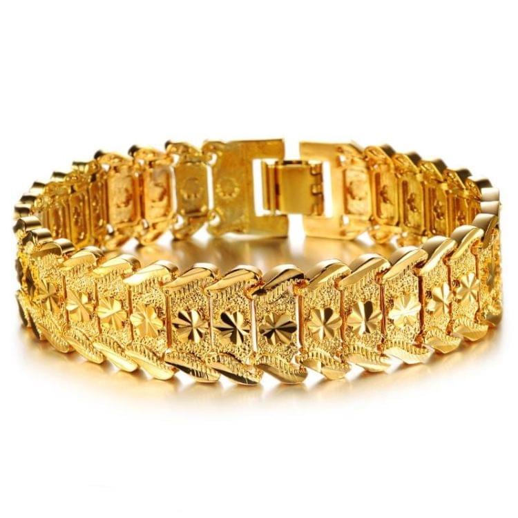 OPK Copper Plated Thick Gold Flower Shape Bracelet for Men